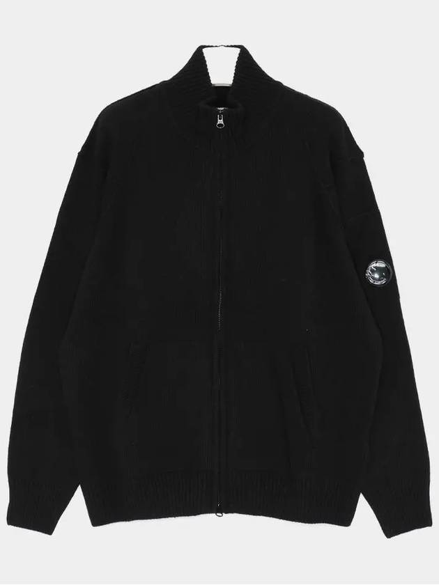 Lambswool GRS Zipped Cardigan Black - CP COMPANY - BALAAN 3