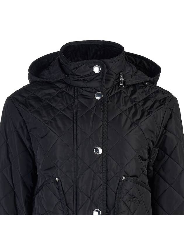 Diamond Quilted Crop Hoodie Jacket Black - BURBERRY - BALAAN 5