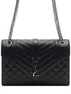 Envelope Medium Chain Bag in Mix Matelasse Grain De Poudre Embossed Leather Black - SAINT LAURENT - BALAAN 3