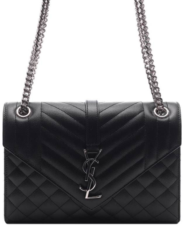 Envelope Medium Chain Bag in Mix Matelasse Grain De Poudre Embossed Leather Black - SAINT LAURENT - BALAAN 2