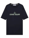 Stitches Two Embroidery Short Sleeve T-Shirt Navy - STONE ISLAND - BALAAN 2