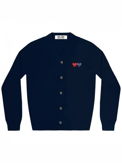 Double Heart V-neck Cardigan Black - COMME DES GARCONS - BALAAN 2