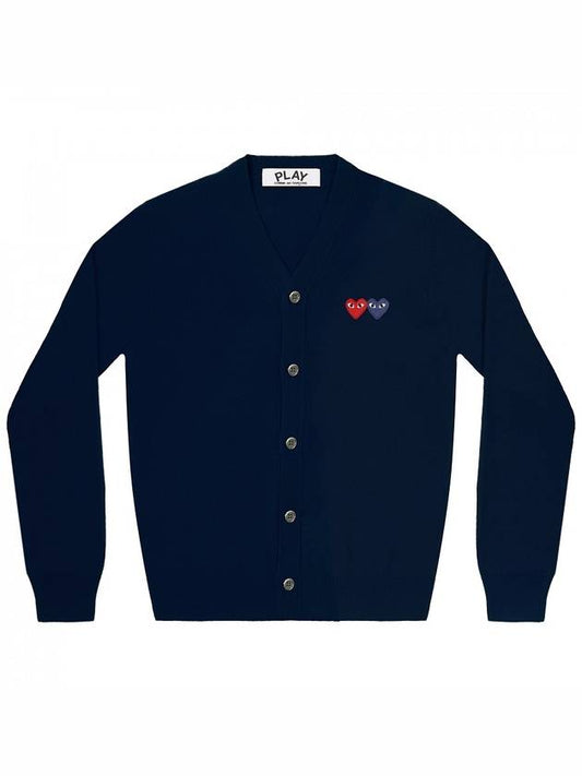 Double Heart V-neck Cardigan Black - COMME DES GARCONS - BALAAN 2