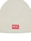 K Coder H Logo Patch Ribbed Beanie Cream - DIESEL - BALAAN 3