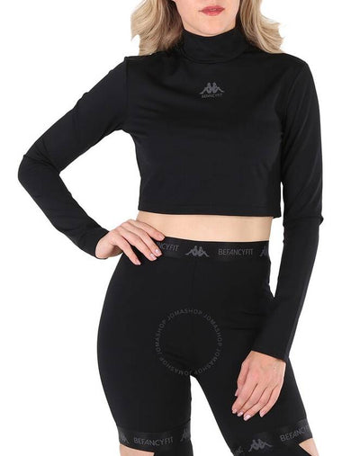 Kappa X Befancyfit Ladies Black Turtleneck Cut-Out Cropped Stretch Top - KAPPA KONTROLL - BALAAN 1