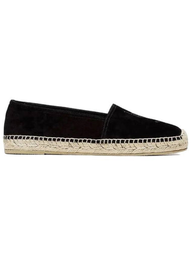 Monogram Logo Suede Espadrilles Black - SAINT LAURENT - BALAAN 1