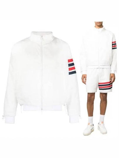 4 Bar Stripe Ripstop Zip-up Jacket White - THOM BROWNE - BALAAN 2