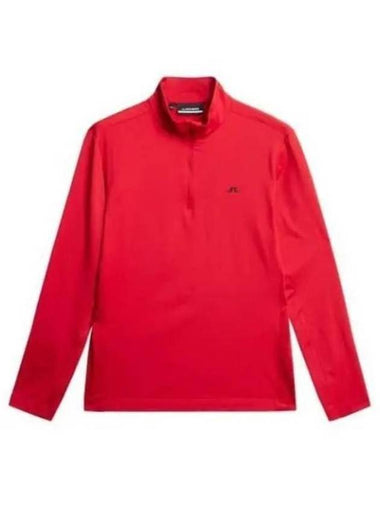 Men's Luke Quarter Zip Mid Layer Long Sleeve T-Shirt Barbados Cherry - J.LINDEBERG - BALAAN 1