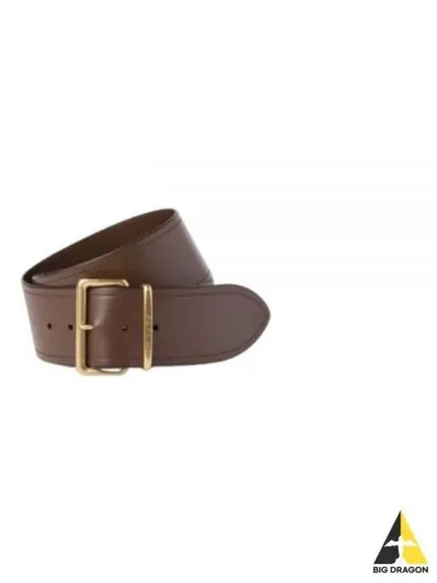 Logo Engraved Buckle Calfskin Belt Brown - MIU MIU - BALAAN 2