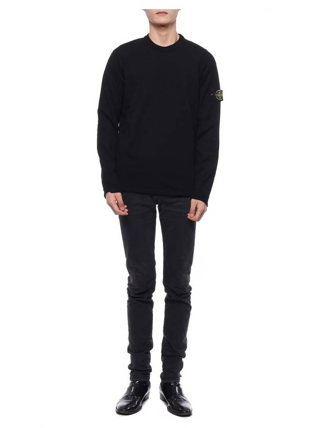 Wappen Patch Crew Neck Cotton Knit Top Black - STONE ISLAND - BALAAN 4