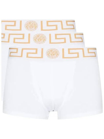 Men's Greca Border Briefs 3 Pack White - VERSACE - BALAAN.