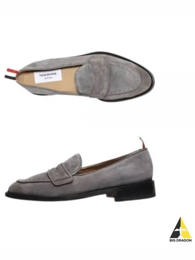 Men's Varsity Suede Loafers Grey - THOM BROWNE - BALAAN.