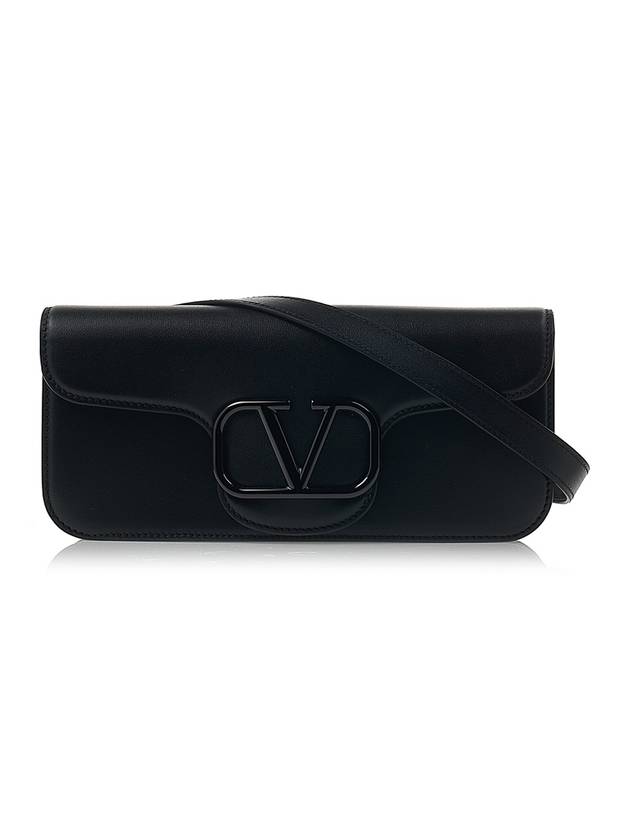 V Logo Calf Leather Cross Bag Black - VALENTINO - BALAAN 2