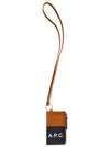logo zipper strap leather card wallet dark brown - A.P.C. - BALAAN.