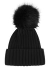 Logo Patch Pom Pom Beanie Black 3B000 13 A9327 999 - MONCLER - BALAAN 3