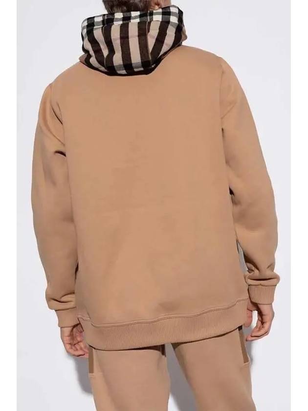 Check Cotton Blend Hoodie Camel Beige - BURBERRY - BALAAN 5