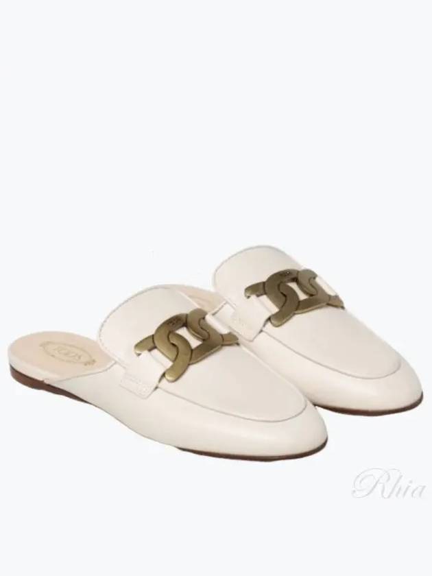 Metal Chain Leather Mules White - TOD'S - BALAAN 2