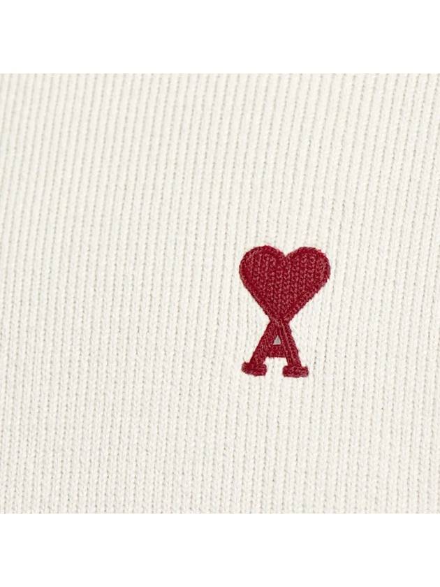 Red ADC Chain Stitch Heart Logo Knit Top Ivory - AMI - BALAAN 5