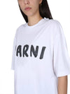 Logo Lettering Boxy Fit Short Sleeve T-Shirt White - MARNI - BALAAN 5