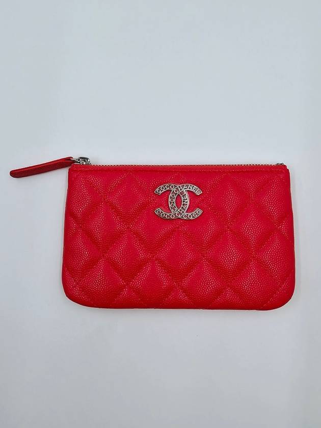 Mini Cosmetic Zipper Pouch Pouch Bag Dahong Caviar AP3833 - CHANEL - BALAAN 6