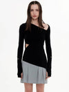 cutout zipper cotton long sleeve t-shirt black - JINJUSE - BALAAN 2