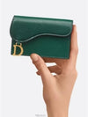 SADDLE Flap Card Wallet Fine Green Goatskin - DIOR - BALAAN 5