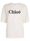 Logo Organic Cotton Flower Short Sleeve T-Shirt White - CHLOE - BALAAN 2