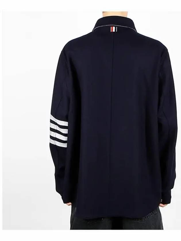 Stripe Detail Button Wool Jacket Navy - THOM BROWNE - BALAAN 5