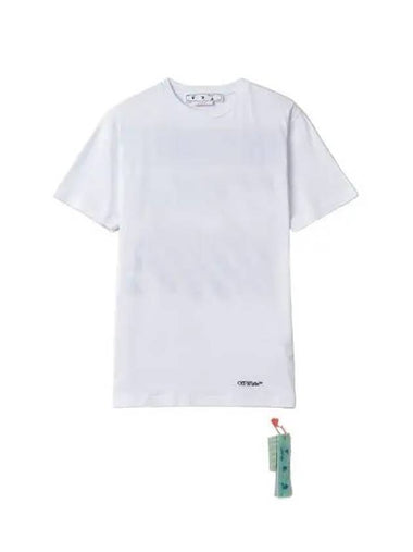 Scribble Diag Slim Short Sleeve T Shirt White - OFF WHITE - BALAAN 1