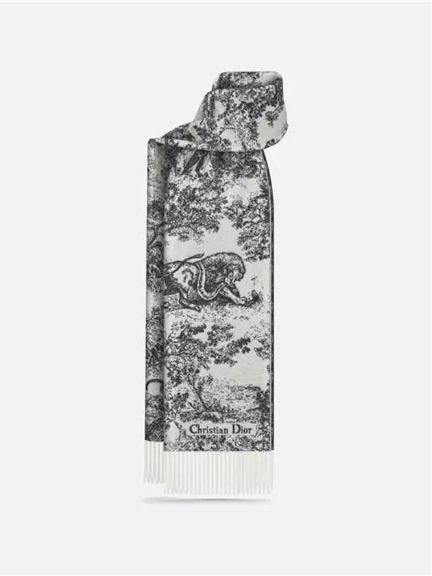 Toile De Jouy Sauvage Cashmere Wool Scarf Navy Blue - DIOR - BALAAN 2