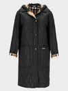 Parkgate Hooded Long Quilted Jacket Black - BURBERRY - BALAAN 2