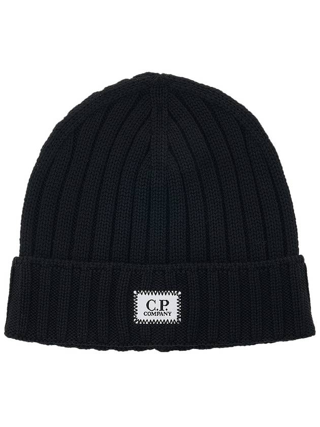 Logo Patch Wool Beanie Black - CP COMPANY - BALAAN 10