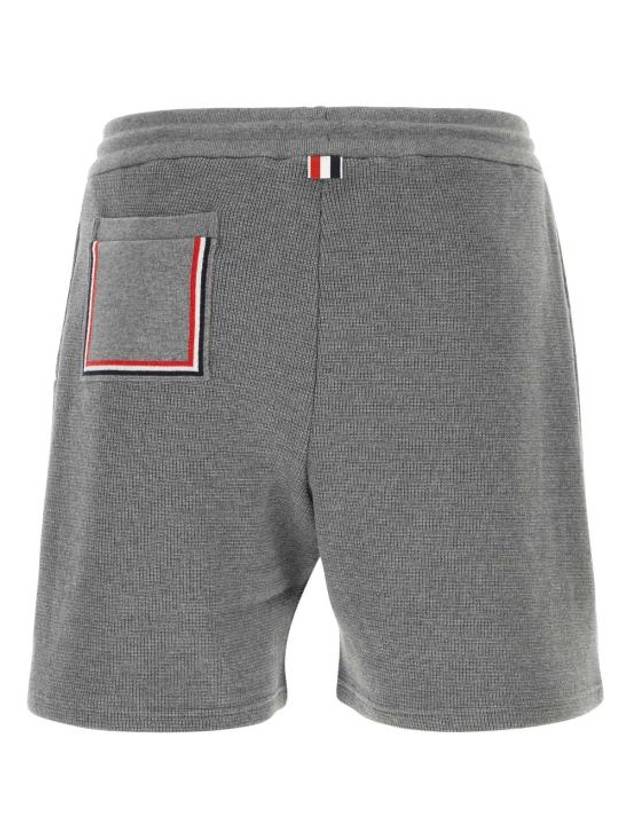 Men's Textured Cotton Shorts Grey - THOM BROWNE - BALAAN 3