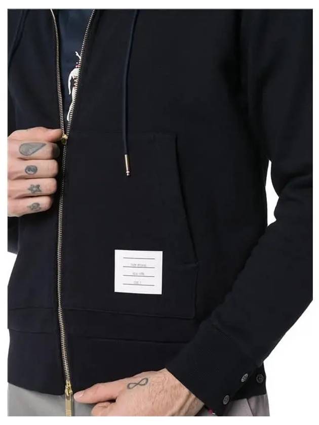 Center Back Stripe Cotton Zip Up Hoodie Navy - THOM BROWNE - BALAAN 10