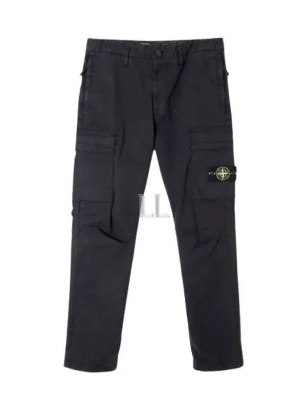 Stretch Cotton Gabardine Garment Dyed Cargo Straight Pants Black - STONE ISLAND - BALAAN 2