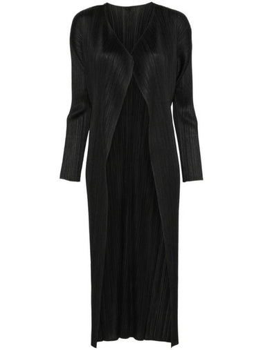 Pleated Long Cardigan Black - ISSEY MIYAKE - BALAAN 1