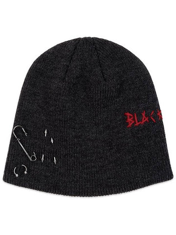 BBD Embroth Logo Piercing Beanie Charcoal - BLACKBLOND - BALAAN 1