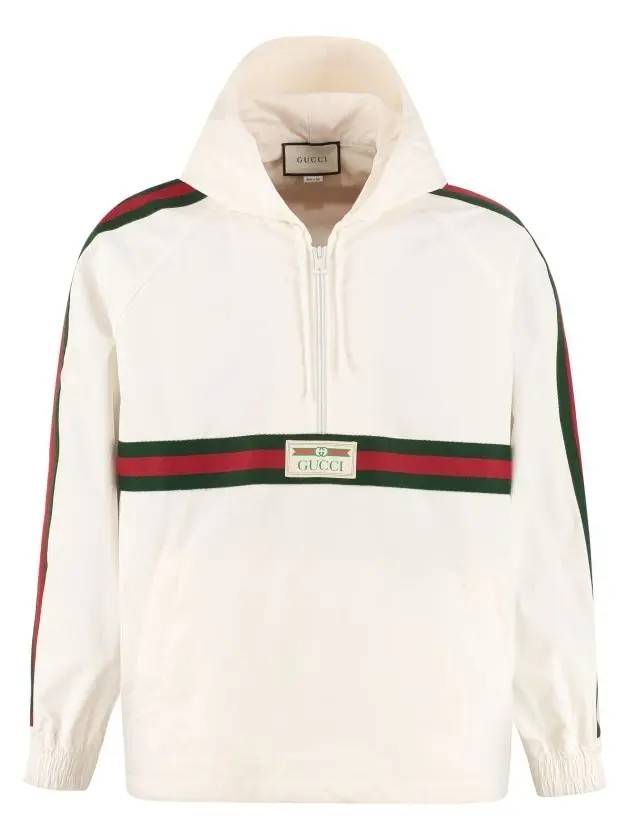 Logo Label Cotton Canvas Windbreaker White - GUCCI - BALAAN 1