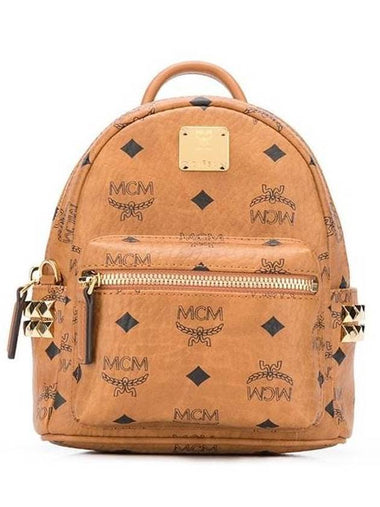 stark gold studded mini backpack brown - MCM - BALAAN 1