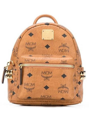 Stark Gold Studded Mini Backpack Brown - MCM - BALAAN 1