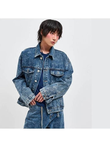 Oversized Denim Trucker Denim Jacket Blue - C WEAR BY THE GENIUS - BALAAN 1