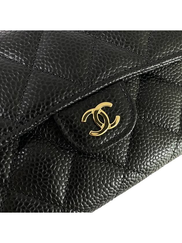 Classic Flap Caviar Gold Hardware Medium Wallet Black - CHANEL - BALAAN 5