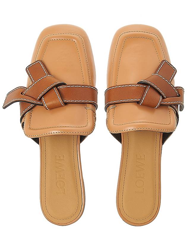 Gate Flat Leather Mule Brown - LOEWE - BALAAN.