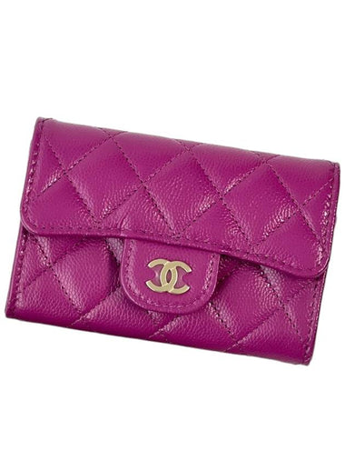 Classic caviar card wallet purple gold AP0214 - CHANEL - BALAAN 1