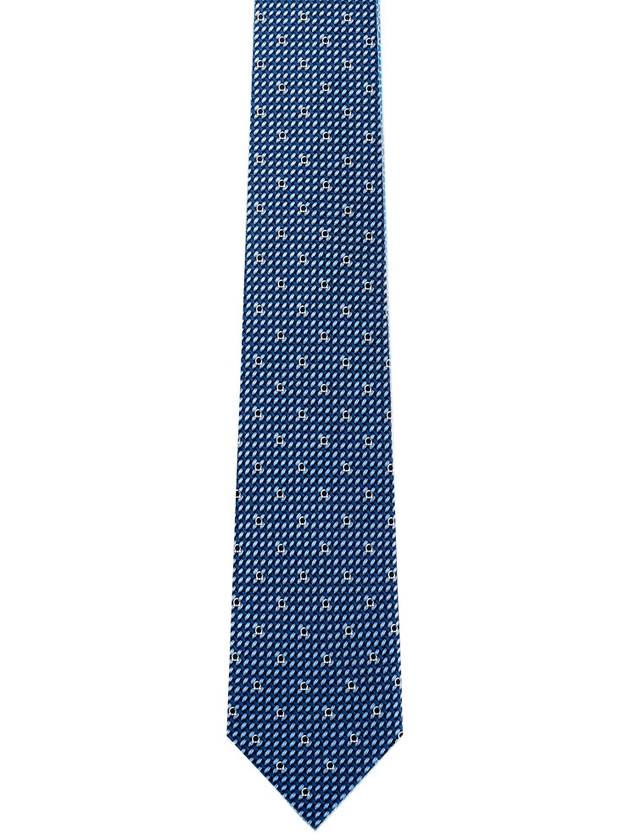 Gancini Print Silk Tie Navy Blue - SALVATORE FERRAGAMO - BALAAN 2