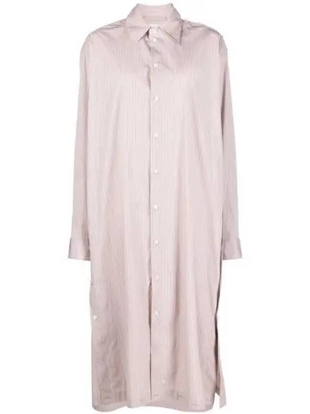 Women's Playful Striped Shirt Midi Dress Rose Beige - LEMAIRE - BALAAN 2