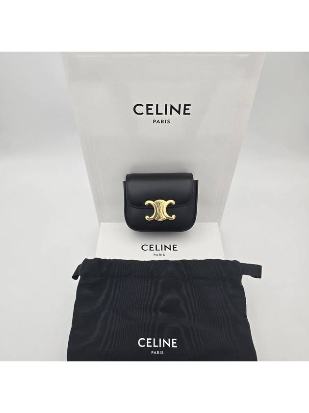 Triomphe Small Shiny Calfskin Cross Bag Black - CELINE - BALAAN 9