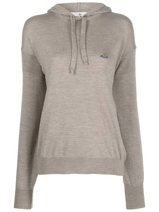 Embroidered Logo Virgin Wool Hoodie Grey - VIVIENNE WESTWOOD - BALAAN 3