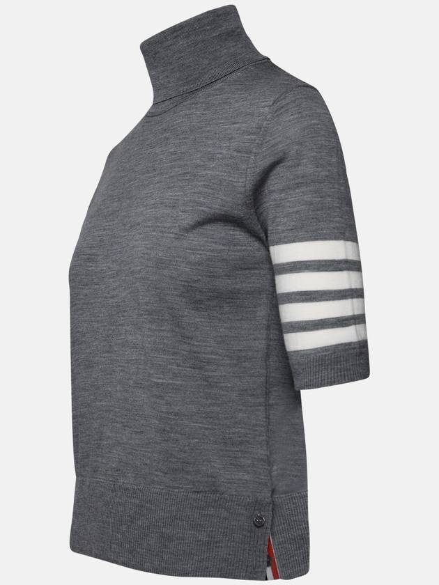 Fine Merino 4 Bar Relaxed Short Sleeve Turtleneck Grey - THOM BROWNE - BALAAN 3