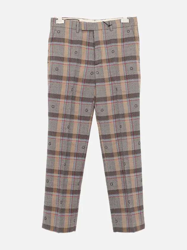 Check Wool Straight Pants - GUCCI - BALAAN 3